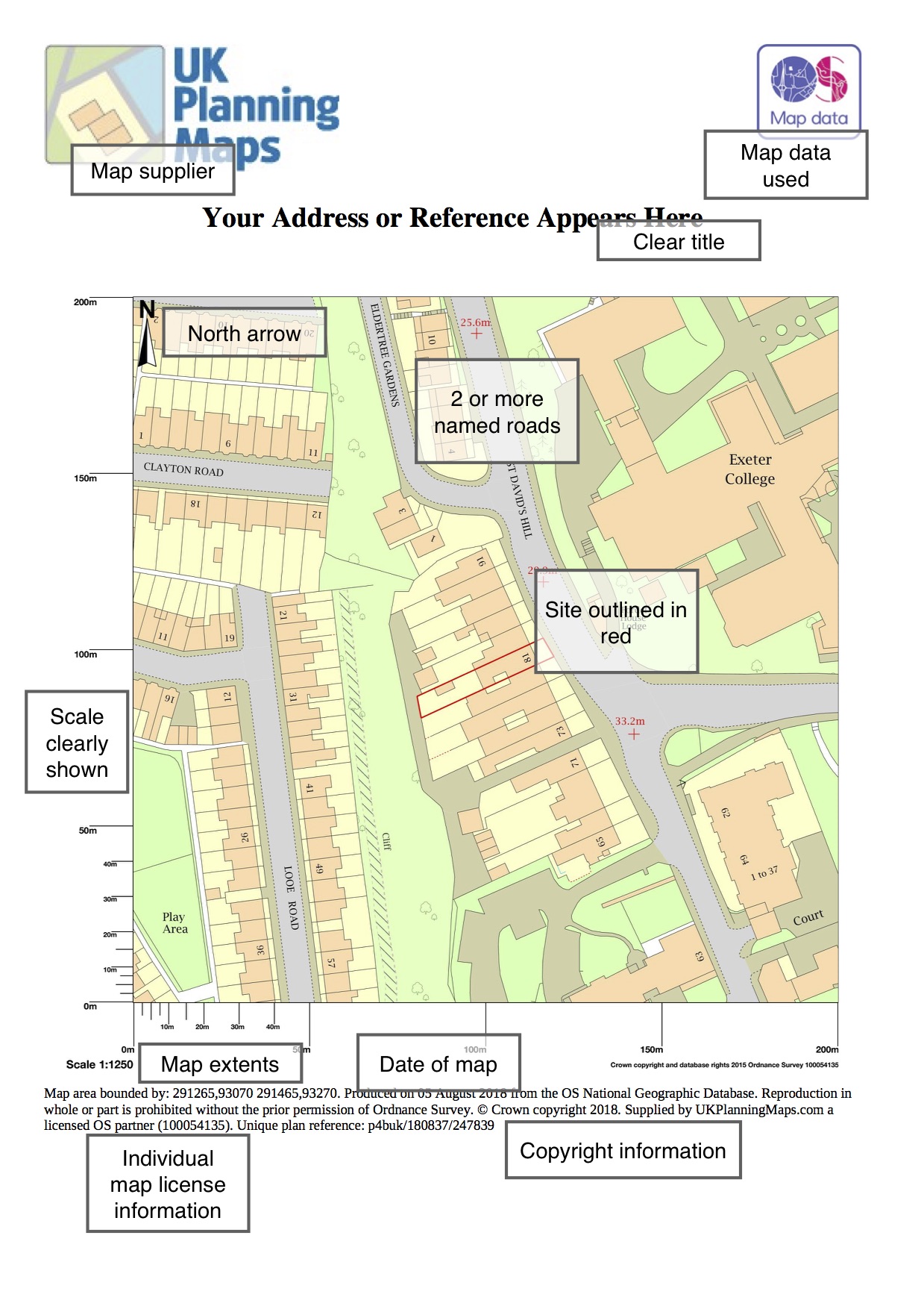 UK Planning Maps annotated location plan